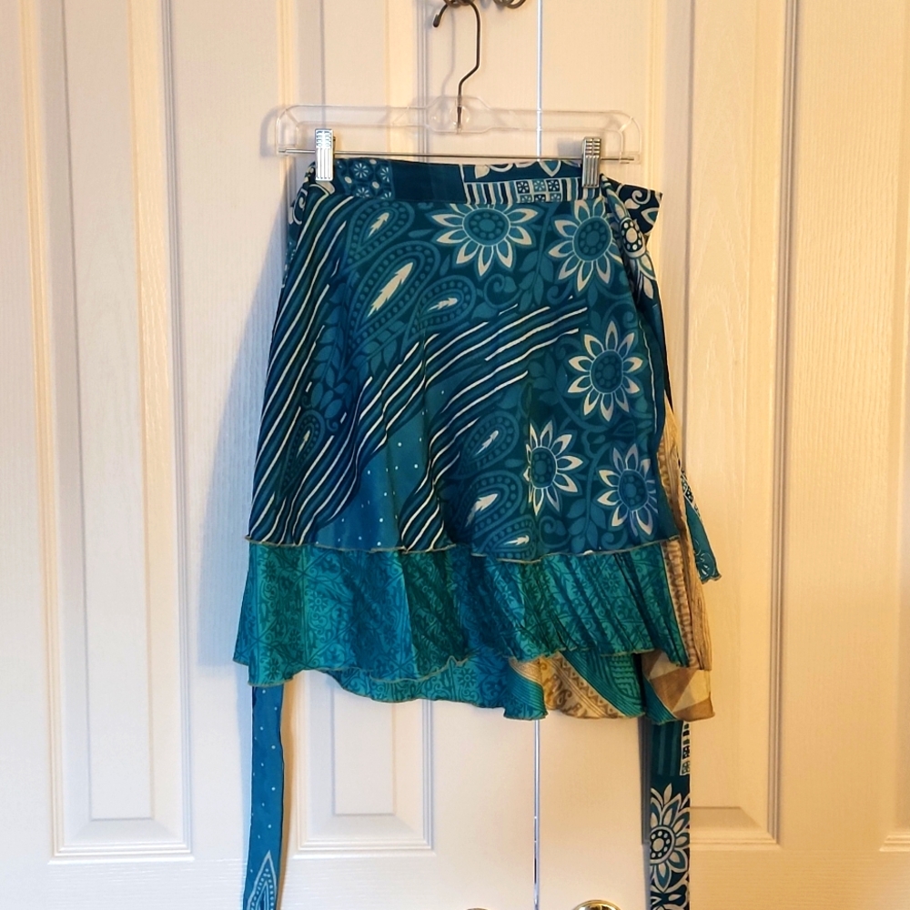 Earthbound Trading Co Reversible Layered Wrap Around Skirt